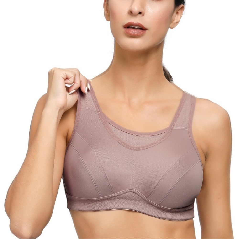 NWT Deyllo Plus Size High Impact Full Support Wireless Workout Sport Bra 46DD/E